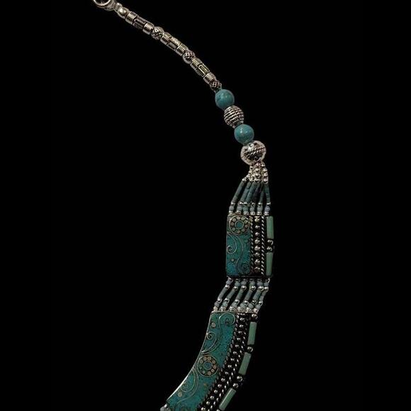 NEW Handmade Tibetan Necklace - Turquoise and Tibetan Silver - Picture 7 of 9